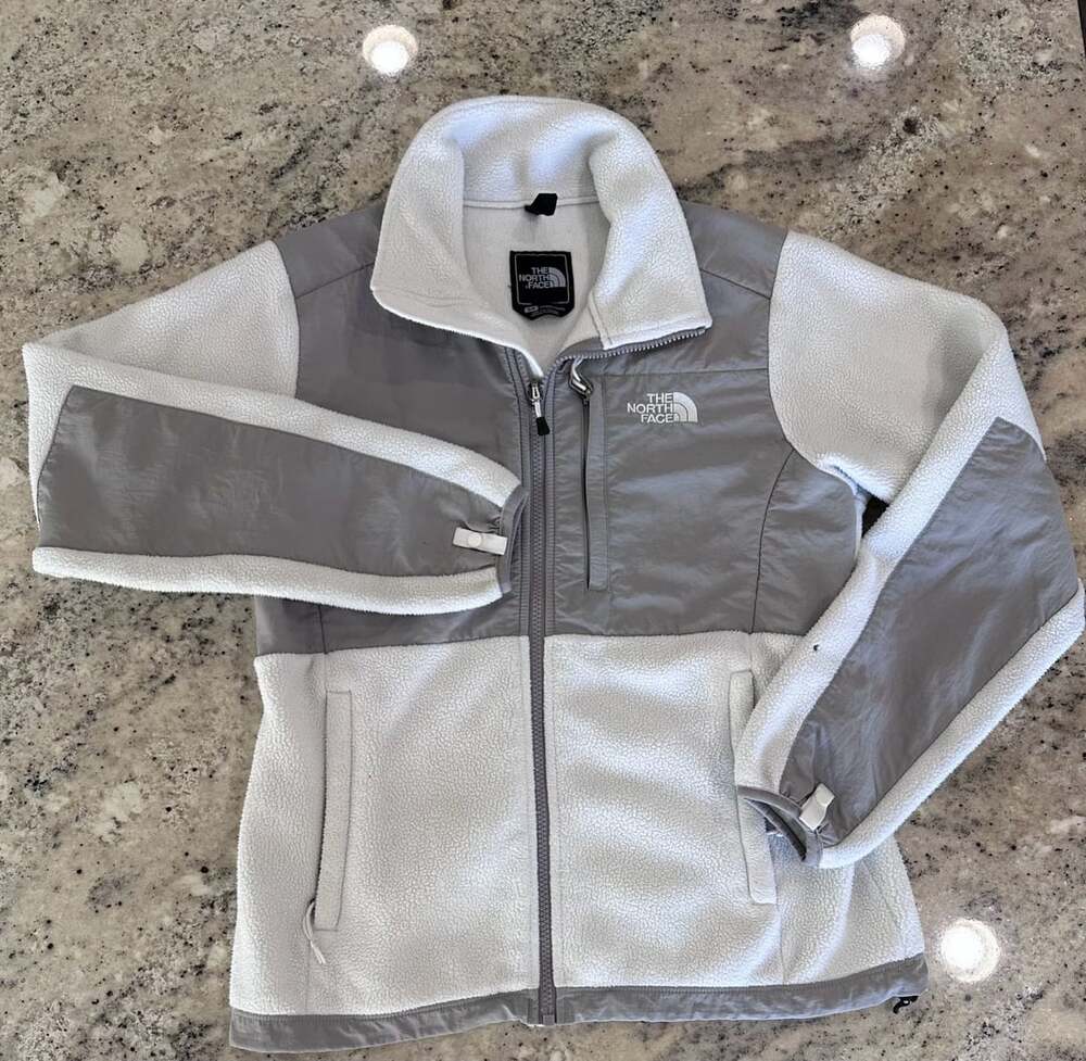 The North Face Denali Fleece Jacket Size S White Gray Full Zip
